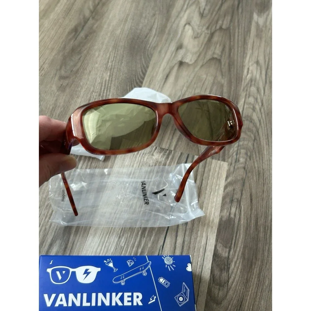 Vanlinker  Retro Polarized Rectangle Sunglasses Soft-Square Frame Tortoiseshell